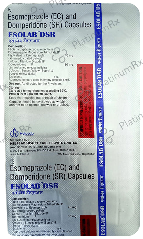 Esolab D 30mg/40mg Capsule SR 10 Capsule SR Helplab Health Pvt