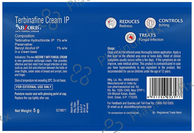 New Abzorb T Anti Fungal Cream 5 Cream
