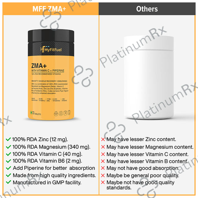 MyFitFuel ZMA+ with Vitamin C & Piperine Tablet 180 tablets