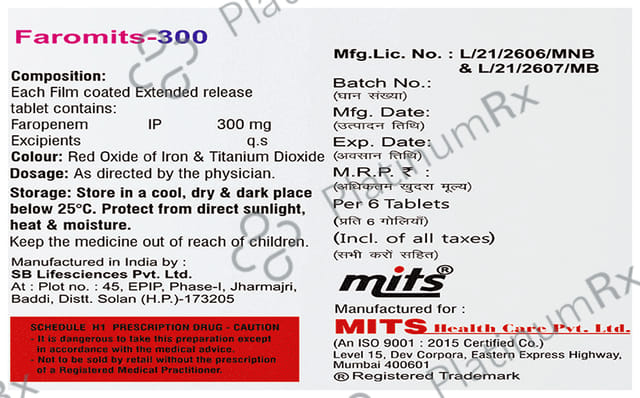 Faromits 300mg Tablet ER 6s