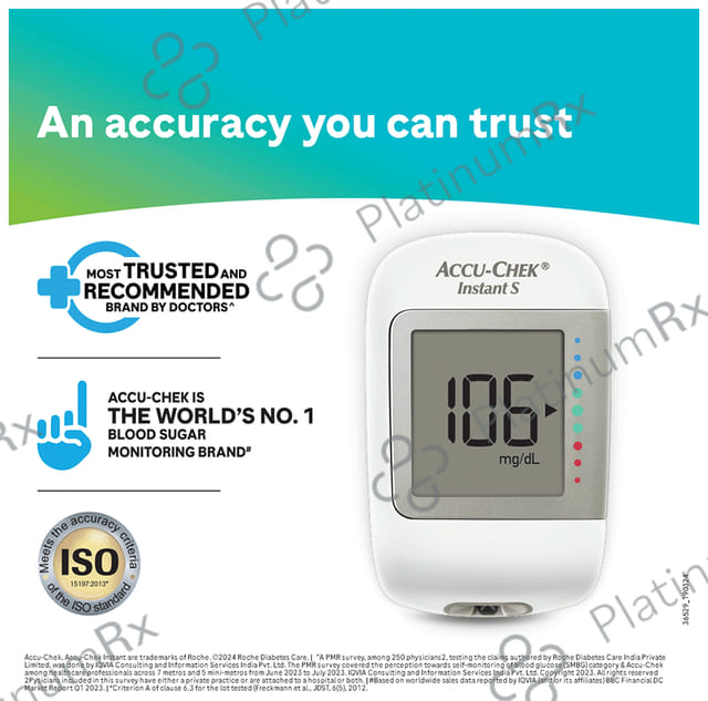 Accu Chek Instant S Blood Glucometer (10 Free Test Strips) 1s