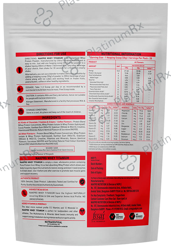 Nakpro Nutrition Whey Titanium Premium Whey Protein's Blend Mango