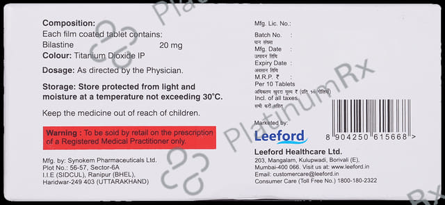 Bilaford 20mg Tablet