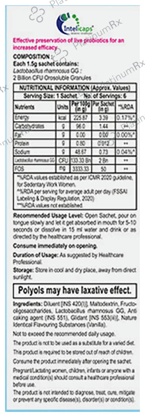 Intebact Insta 2 BN Orosoluble Granule Sachet (1.5gm Each) Vanilla