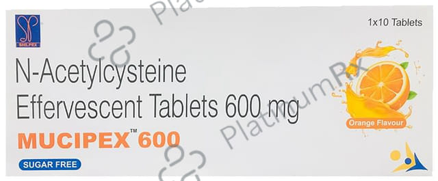 Mucipex 600 Effervescent Tablet Orange Sugar Free