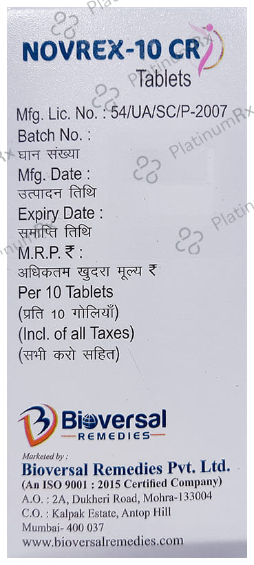 Novrex 10 CR Tablet 10s