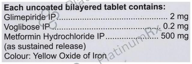 Glimitab MV 2/500/0.2mg Tablet SR 10s