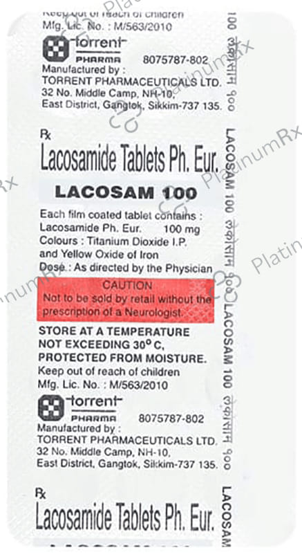 Lacosam 100mg Tablet 15s
