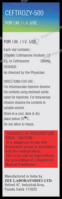 Ceftrozy 500mg Injection 1s