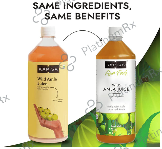 Kapiva Wild Amla Juice, Healthy Hair & Skin, Natural Source of Vitamin C, No Added Sugar 1L