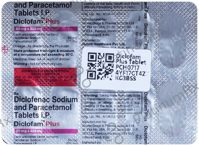Diclofam Plus 50/325mg Tablet 10s