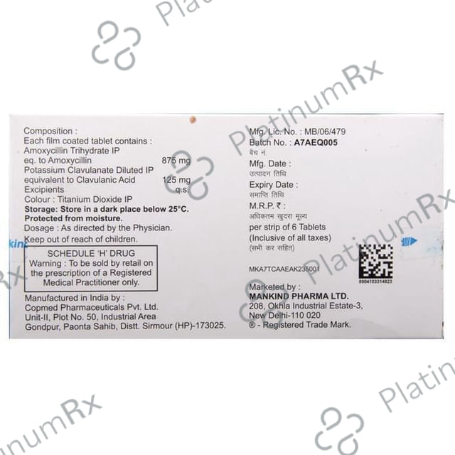 Moxikind CV 1gm 875/125mg Tablet 6s