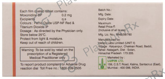 Moxocard 0.2mg Tablet 10s