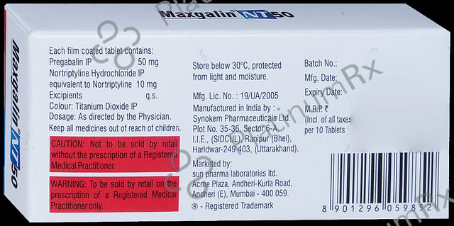 Maxgalin NT 50mg/10mg Tablet