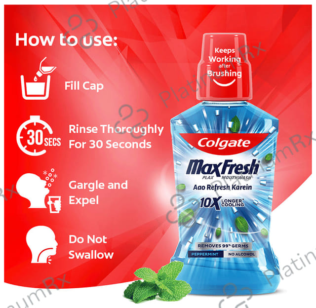 Colgate Peppermint MaxFresh Plax Antibacterial Mouth Wash 500 ml