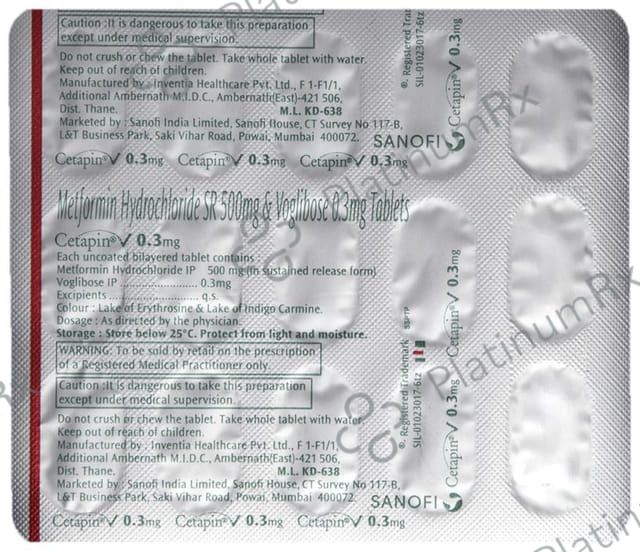 Cetapin V 500/0.3mg Tablet SR 15s