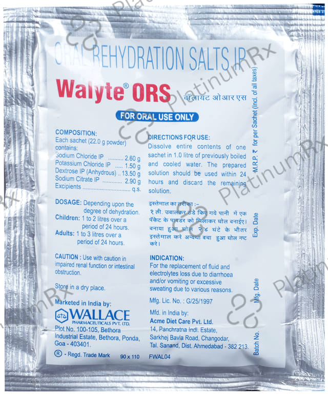 Walyte ORS for Instant Energy Lemon Flavour Powder 22gm