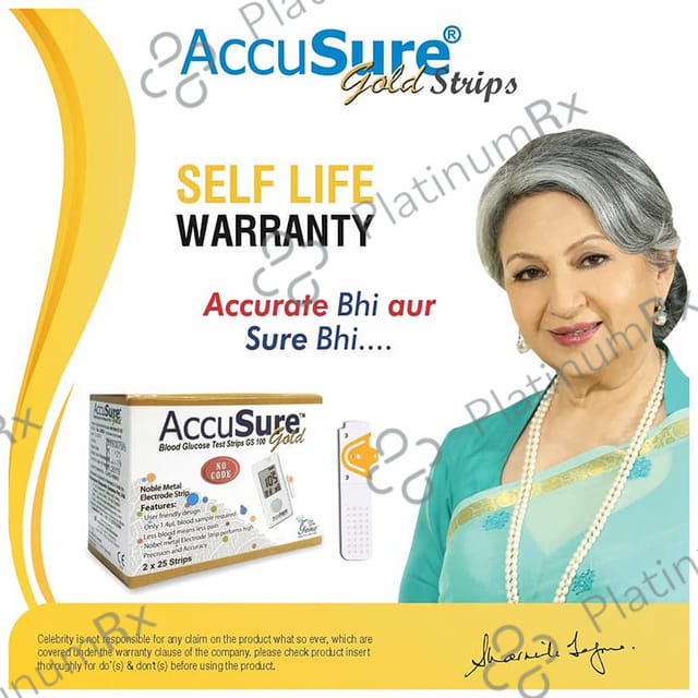 AccuSure Gold Blood Glucose Test Strip (Only Strip)