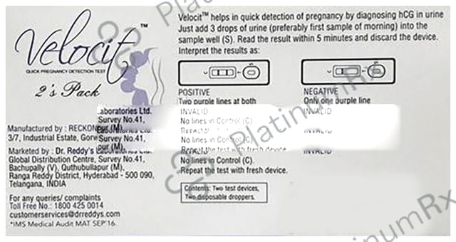Velocit Quick Pregnancy Detedction Test 1s