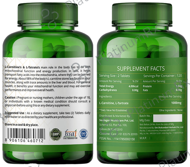 Simply Herbal L-Carnitine L-Tartrate 1000mg Tablet