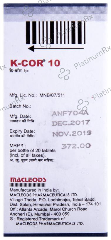 K Cor 10mg Tablet 20s