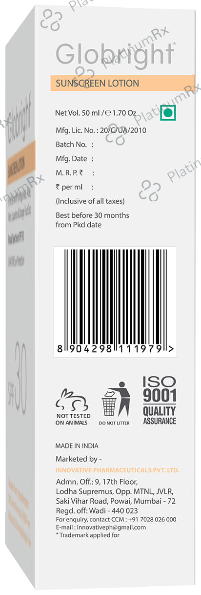 Globright Sunscreen SPF 30 Lotion 50ml