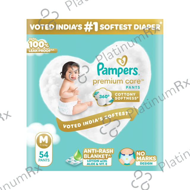 Pampers Premium Care Pants with Aloe Vera & Cotton Like Softness Medium diapers 54s