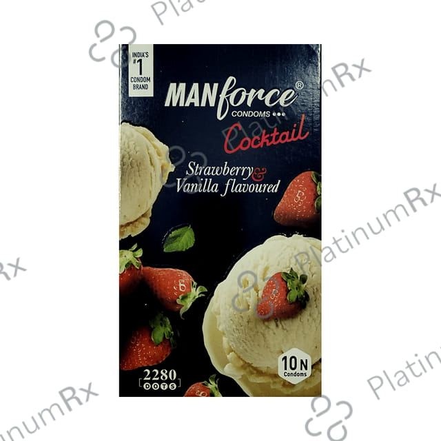 Manforce Dotted Ring Cocktail Strawberry & Vanilla Flavour Condom 10s