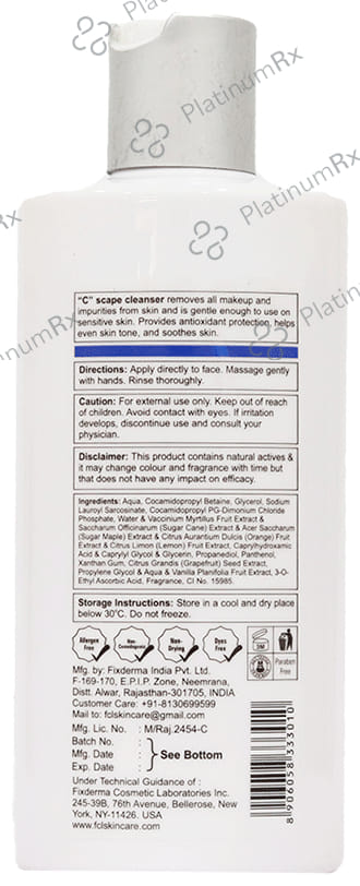 Fixderma Cosmetic Laboratories C Scape Cleanser 200 ml