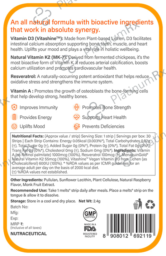 Wellbeing Nutrition Melts Into Vitamin D3 + K2 Wild Raspberry