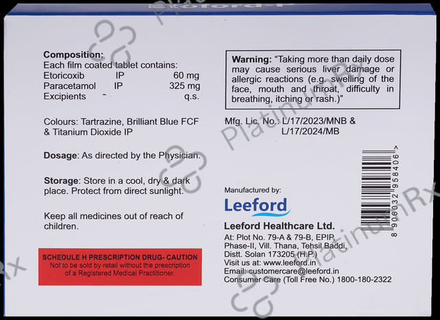 Etoford P 60 mg/325 mg Tablet