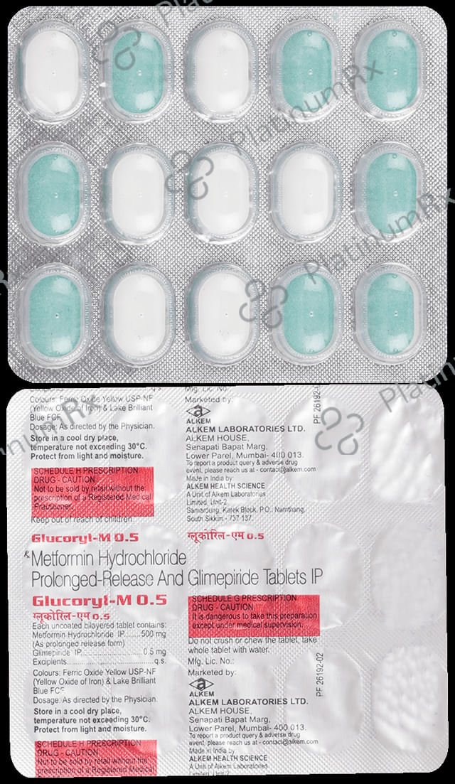 Glucoryl M 0.5/500mg Tablet 15s