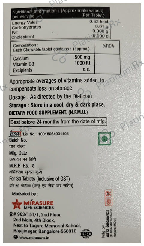 Mirabone D3 500mg/600IU Tablet 30s