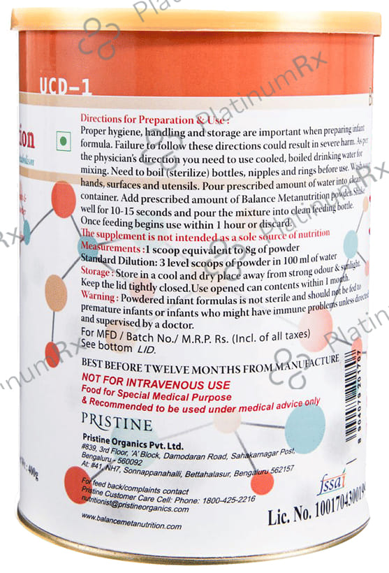 Pristine Balance Metanutrition UCD 1 (Upto 3 Years) Powder Unflavoured