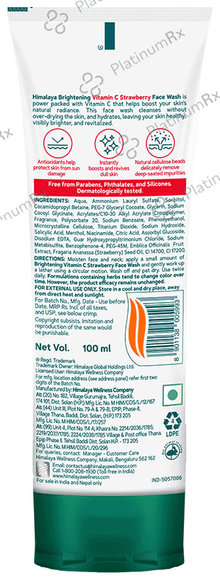 Himalaya Brightening Vitamin C Face Face Wash Strawberry 100 ml