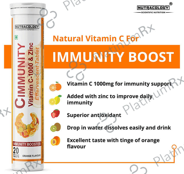 Nutracology 1000mg Cimmunity Vitamin C Orange Flavour Tablet 1s
