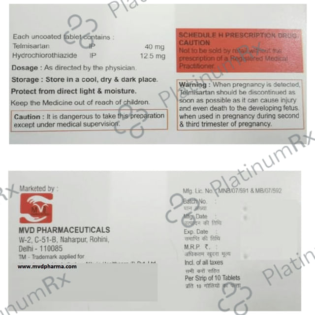 Telmata H 40mg/12.5mg Tablet