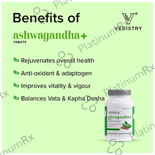 Vedistry Ashwagandha+ Tablet For Strength, Enegry And Vitality