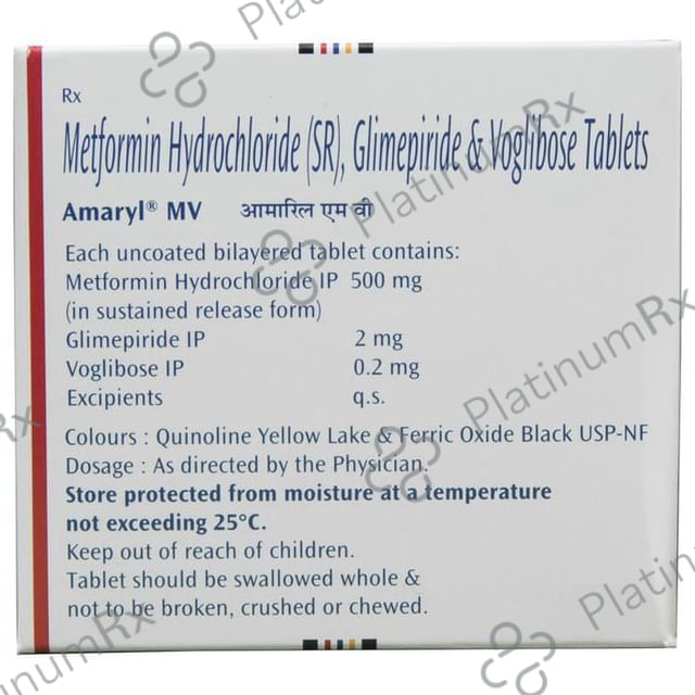 Amaryl MV 2/500/0.2mg Tablet SR 15s
