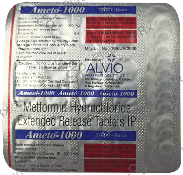 Ameto 1000mg Tablet ER 15s