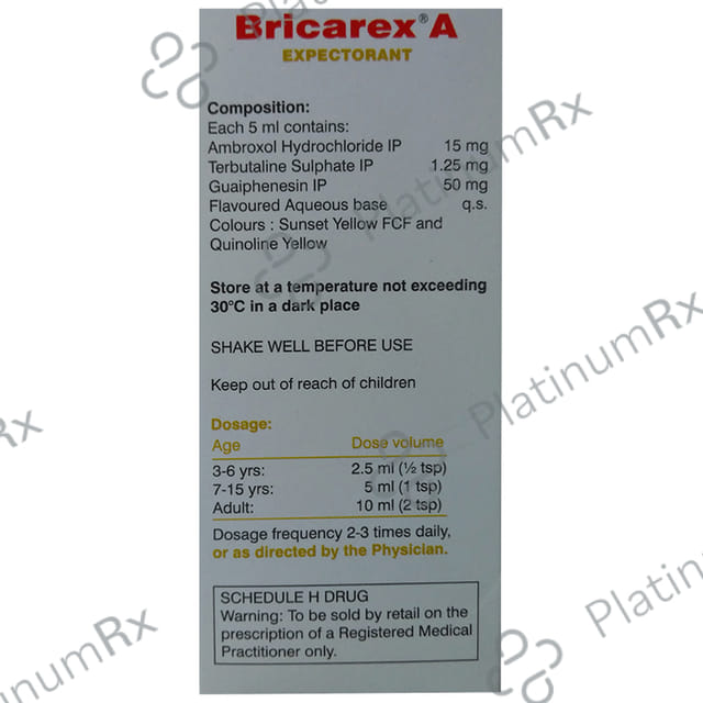 Bricarex A Apple Sugar Free Expectorant Syrup 100ml