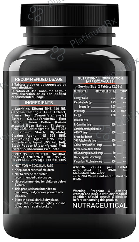 MuscleBlaze Burner L-Carnitine - For Energy, Metabolism & Fat Loss - Tablet