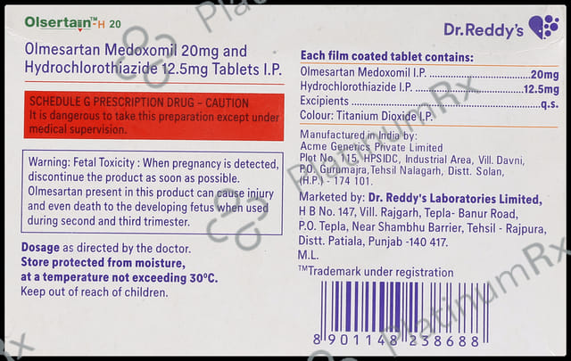 Olsertain H 12.5/20mg Tablet 15s