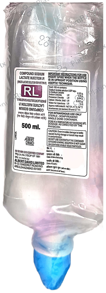 Ringer Lactate Infusion 500 Infusion Albert David Ltd