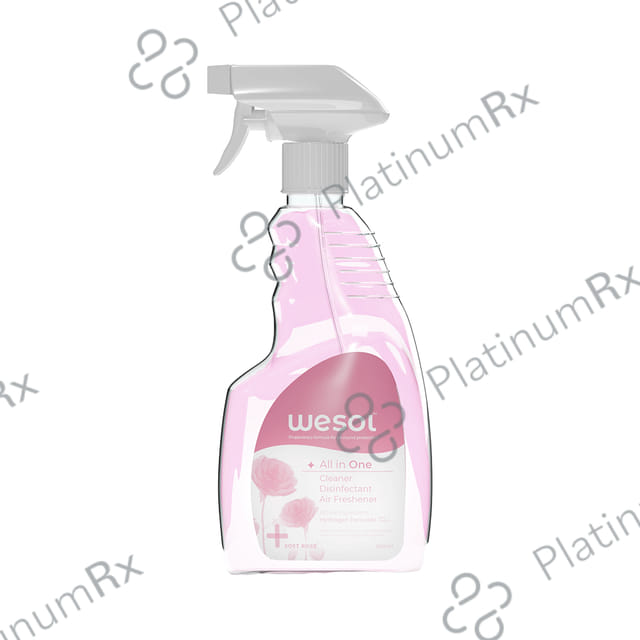 Wesol Food Grade Hydrogen Peroxide 1% All in One Multi Surface Cleaner Liquid, Disinfectant and Air Freshner Spray (500ml Each) Soft Rose 1 Bottle