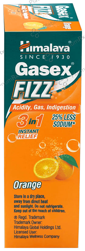 Himalaya Gasex Fizz - - Digestive Wellness- Provides Relief from Acidity & Gas (5gm Each) Orange 6 Sachets