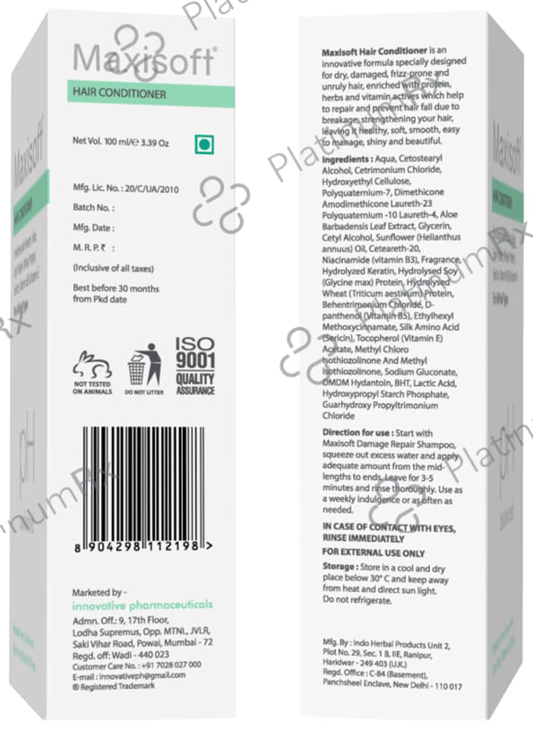 Maxisoft Hair Conditioner (100ml Each) 4 Tubes