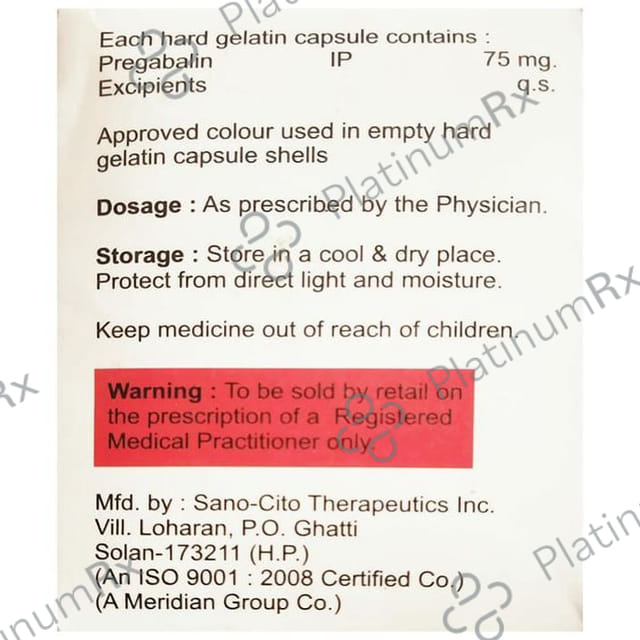 Prigarem 75mg Capsule 10s