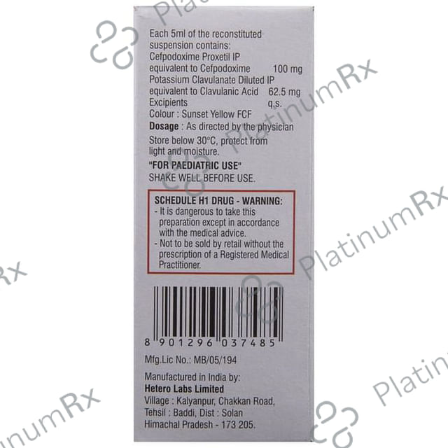 Cepodem XP 100/62.5mg Suspension 30ml