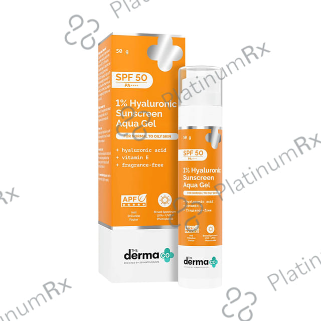 The Derma Co 1% Hyaluronic Sunscreen SPF 50 Aqua Gel 50gm
